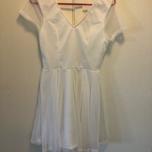 White polka dot lace skater dress